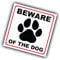 Cute Beware of the Dog Waterproof Vinyl Sticker - Guard Dog Sign - 100mm x 100mm