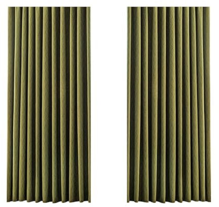 Ayoiow Fenster Blickdicht, Thermovorhang Kälteschutz Mit Ösen, Chenille Thermovorhang 2Er Set, Dunkelgrün, 132X229CM