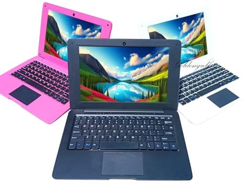 Mini computer portatile da 10 pollici Quad Core alimentato da Android 12 Netbook 64 GB piccolo computer con webcam WiFi Bluetooth, caricabatterie mouse incluso, adatto per bambini e studenti, 4