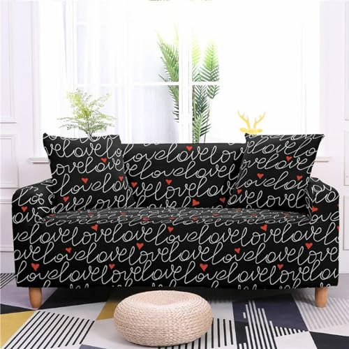 Sofabezug Sofa Überwürfe Elastische, Stretch Sofaüberwurf Mit 1/2/3/4 Sitzer Armlehnen Sofahusse 3D Gedruckte Bunt Gewellt Gestreifte Rote Herzform Sofabezug Sofa Abdeckung Antirutsch Für Sof -7I3U3G7