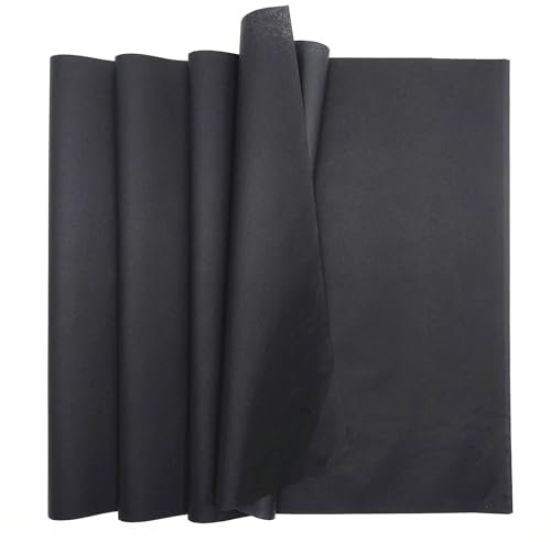 MORAINJAY 60 Blatt schwarzes Seidenpapier,20 „x27.5“ schwarzes Seidenpapier für Verpackungen,Halloween schwarzes Seidenpapier für Geschenkverpackungen,Basteln,Geburtstag,Hochzeit,Halloween