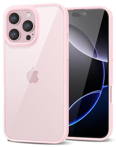 LoeoeL for iPhone 16 Pro Max Case Clear, Transparent Hybrid 16 Pro Max Phone Case [Hard Plastic & Soft Silicone Bumper] Acrylic Non Yellowing Thin Slim Protective Cover for Women, Light Pink