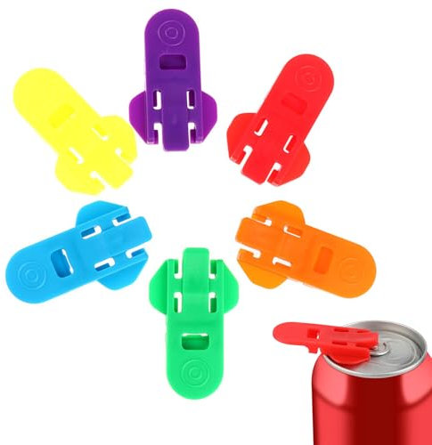 Cosmeria 6 Stück Getränkedosenöffner Set in Rot, Orange, Grün, Blau, Gelb und Lila, Kunststoff Dosenverschluss für Soda, Bier und Getränke