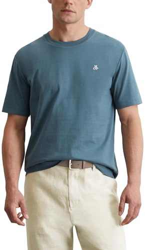 Marc O'Polo Herren T-Shirt aus Bio-Baumwolle Regular Fit, Blau (Storm), L