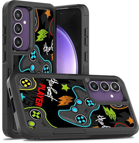 Candykisscase Case for Samsung Galaxy S24 FE, Gaming Controller Best Player Pattern Shock-Absorption Hard PC and Inner Silicone Hybrid Dual Layer Armor Defender Case for Samsung Galaxy S24 FE 2024