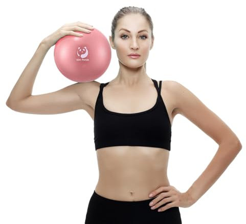 Slim Panda Gymnastikball Klein, 23 cm Pilates Ball mit Aufblasbarem Strohhalm, Soft Yoga Ball für Senioren Therapie, Hause, Fitness, Balance TrainingRosa