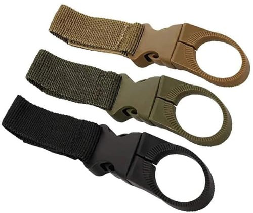 3 pcs Outdoor Bottle Holder Belt Water Bottle Holder Clip,Backpack Tape Keychain Carabiner Hanging Gear Nylon Webbing Buckle Strap Clip for Cycling Camping Hiking Outdoor Traveling