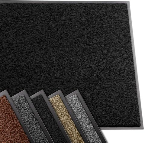 VOUNOT® Felpudo Entrada casa, Alfombra Exterior para Puerta, Impermeable Antideslizante Lavable, Alfombra para Interior y Exterior, 90x150cm, Negro