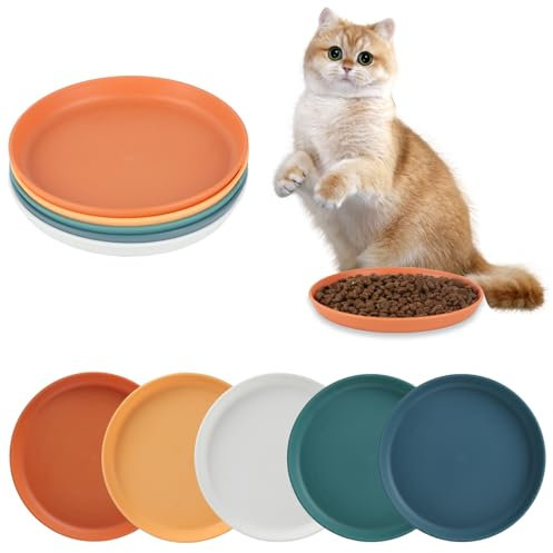 12 Pcs Flat Cat Bowls Plates, Cat Food Dishes, Kitten Bowls, Shallow Food Dish Raised Anti-slip 4.13 Inch for Pet Kittens Dog Small Animal, with 8 Cats Springs