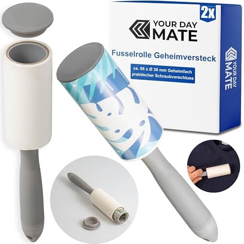 Rodillo quitapelusas con Compartimento Secreto, Paquete de 2, Gran escondite en el Rodillo quitapelusas, con Tapa de Rosca, escondite para Objetos de Valor, escondite Secreto para Dinero