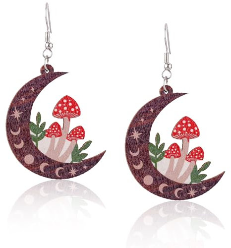 1er-Set Osterohrringe, Ohrringe Ostereier Holzohrringe Bunt Pilz Kaninchen Blumenkorb Mond Fröhlicher Hase Osterohrringe Baumelnde Süße Osterohrstecker für Frauen Frühling Feiertagsparty