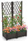 COSTWAY Jardinière avec Treillis sur Pied, Double Bac à Fleur Auto-arrosage en Rotin PP avec Maille Diamant Trou de Drainage, Lit de Jardin pour Plantes Grimpantes Légumes (80 x 40 x 122 cm)