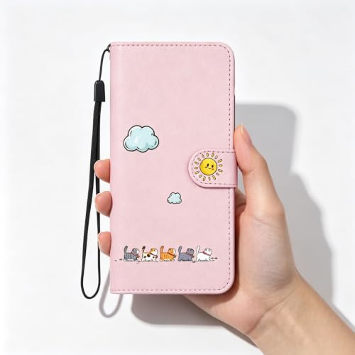 Nbziyoo Cute Cats Wallte Phone Case For Samsung Galaxy A16/A17/A26,Pink | Flip Wallet Cover, Cute Cat, Card Slots, Magnetic Closure, PU Leather,Shockproof, Kickstand,for Women and Men