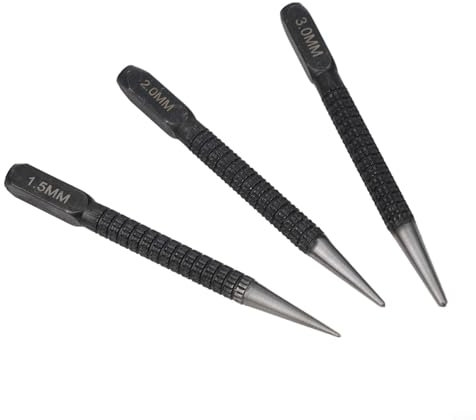 Punzone centrale in acciaio legato per marcatura e foratura su metallo, legno e plastica, 1 pezzo (3 mm)