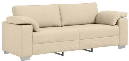 vidaXL Modernes 3-Sitzer Sofa mit Kissen Creme Polsterung Innenbereich Robuster Rahmen für Wohnzimmer Lounge Stylische Couch