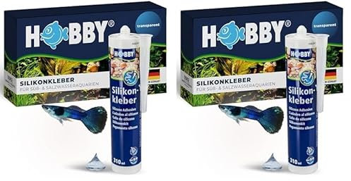 HOBBY Aquaristik Silikonkleber I 310 ml Kartusche I hochelastischer Silikon für Aquarien I alterungs- & witterungsbeständiger Aquarien-Silikon I Aquarienkleber UV- & temperaturresistent I transparent