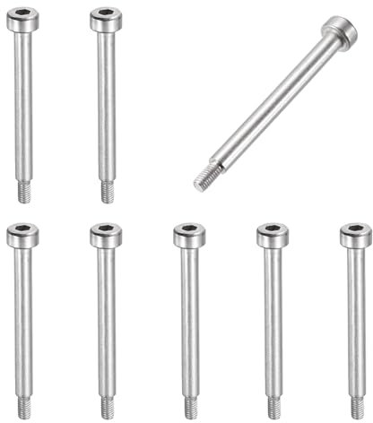 sourcing map 8 pernos de hombro de acero inoxidable 304 de 4 mm de diámetro de hombro de 35 mm de longitud del hombro M3 x 0,5 rosca hexagonal para industrias de maquinaria de moldeo por inyección