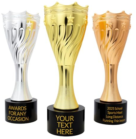 Keluva Pokal Personalisiert, Pokal Mit Gravur Wunschtext, In Gold, Silber Oder Bronze, Geeignet Für Verschiedene Wettbewerbe, Zeremonien Oder Leistungen (Metalltrophäe)