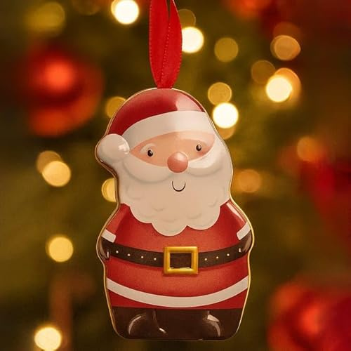 Gingerbread Man Tin/Milk Chocolate Coins Santa Tin/Milk Chocolate Coins Fairy Tin - Christmas Xmas Hanging Decoration With Hanging Ribbon (Santa)