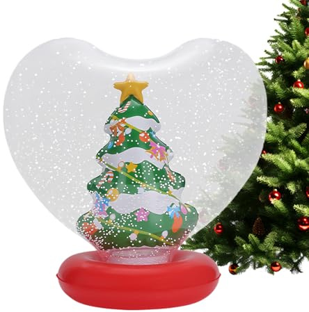 Riesige aufblasbare Weihnachtskugel, leuchtende Partydekoration in Herzform | Aufblasbare dekorative Kugel mit Innenfigur und Fernbedienung – für Garten, Pool, Rasen,