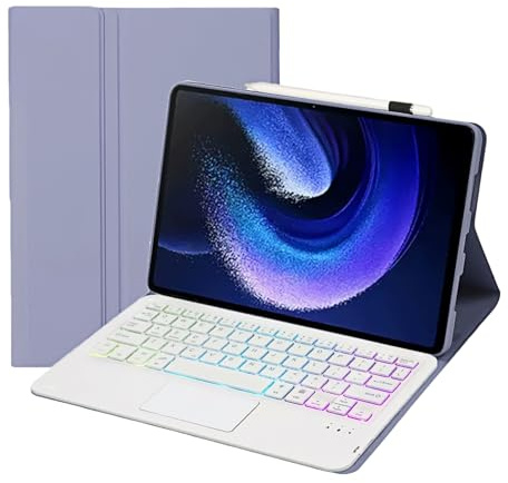 Custodia con Tastiera per Honor Pad 10 / Tablet 10 12,1 pollici 2025 con Touchpad Retroilluminata a 7 Colori, Tasti Quadrati Bluetooth 5.0 Tastiera per HONOR Pad 10 12,1(Purple)