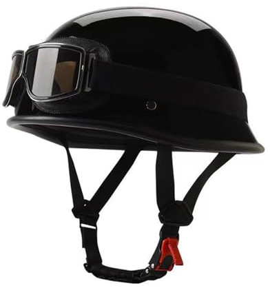 Retro Motorradhelm Brain-Cap Halbschalenhelm ECEDOT Zertifiziert Deutscher Stil Jethelm Offenem Motorrad Halbhelme Scooter Halbhelme Mit Brille Erwachsene Frauen Männer