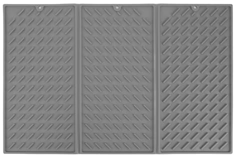 Theke, faltbare Abtropfmatte, Silikon, schnell trocknend, wasserdicht, wiederverwendbar, große faltbare Geschirrtrocknungs-Küchenmatte für Küche, Badezimmer, 61 x 39,9 cm (Grau)