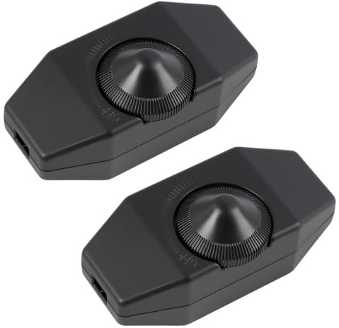 2 Pièces Variateur LED, Variateur de cordon 1-60 W Blanc, Variateur Rotatif Intermédiaire Ampoules LED Dimmables, Interrupteur avec Fonction Marche Arrêt, Réglage Continu de la Luminosité, Silencieux
