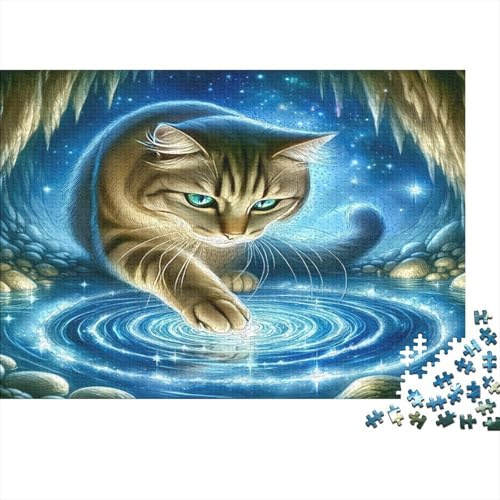 Chat Magique Puzzle 1000 Pièces pour Adultes Papier Jeu de Puzzle 1000 Pièces Vagues sur lEau Détente Décor Maison Cadeau 38x26cm/1000pcs