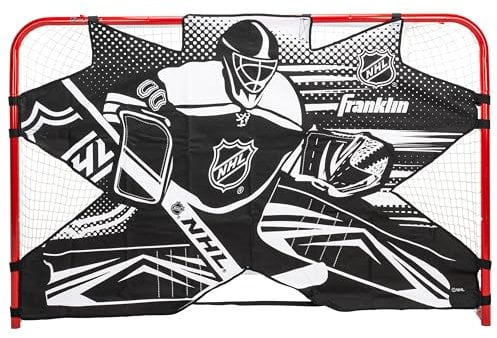 Franklin Sports NHL Schießziel – Shooter Tutor Tor Praxis Street Hockey Netz Torwart Zielscheibe – Offizielle Größe Ziel – 182,9 x 121,9 cm, weiß/schwarz, 72