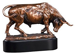 Bull Figur Bronze vergoldet Statue Skulptur 6H