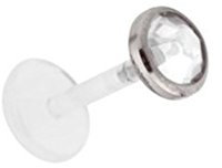 Drops Karisma Labret Bioplast Lippen Piercing Aufsatz Titan Kristall Stein 3mm Flach -Weiss FTAJ3F.10mm