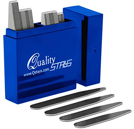 Smooth Stays 36 hochwertige Edelstahl-Kragenstäbchen in Box, Silber, 6–56 mm & 12