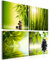 B&D XXL - Wandbilder Zen 40x40 cm Vlies Leinwandbild 4 Teilig Kunstdruck modern Wandbilder XXL Wanddekoration Design Wand Bild - Natur Wasser Bambus Steine grün 9060095