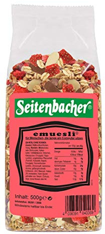 Seitenbacher E-Müsli geröstet I Schoko I Erdbeeren I Mandeln I weizenfrei I 3er Pack (3 x 500g)