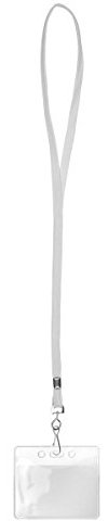 Karteo Ausweishülle Din A7 mit Schlüsselband weiß [1 Stück] Lanyard Kartenhalter mit Metalldrehhaken mit Kartenhülle für Ausweise Dienstausweise