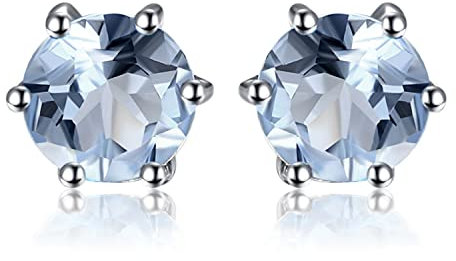 JewelryPalace Rundschliff 1.2ct Echt Blautopas Ohrstecker Silber 925 Damen, Naturstein Schmuck Set, Ohrringe Silber Edelstein Mädchen, Ohrstecker Silber Klein mit Stein Frauen Geschenk