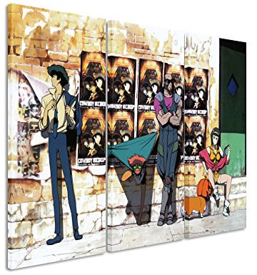Leinwandbild 3 teilig Cowboy_Bebop_Legend_3x90x40cm (Gesamt 120x90cm) _Ausführung schöner Kunstdruck auf echter Leinwand als Wandbild auf Keilrahmen