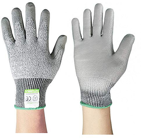 UrsoKuz Schnittfest Handschuhe Full Größen - CE EN388 zertifiziert, Schutzbekleidung Level 5 Schutz, anti-slash Sicherheit Handschuhe für Küche, Garten und Baustelle, Größe 7(S)