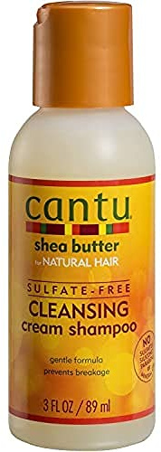 CANTU - Shea Butter Sulfate-Free Cream Shampoo - Unisex - 3 fl oz / 89 ml - Gently cleanses textured hair - Moisturizes and softens - No sulfates or parabens - Ideal for travel and curls