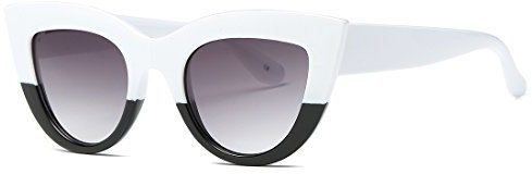 kimorn Sonnenbrille für Damen Metall Scharniere Cat Eye Kunststoffrahmen Sonne Gläser K0568 (Weiß&Rauch)