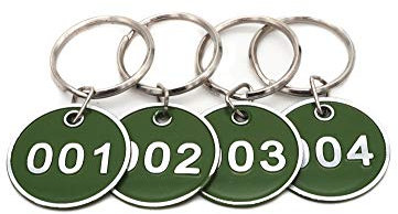 NanTun Schlüsselanhänger, Aluminiumlegierung, Metall, nummeriert, Nummern 1-50, 50 Stück 1 to 50 grün