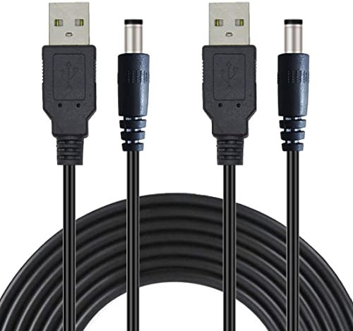 Liwinting 2pz 2m Cavo Adattatore di Alimentazione USB DC Barrel JACK 5V Caricatore 5.5mm x 2.1mm - Nero
