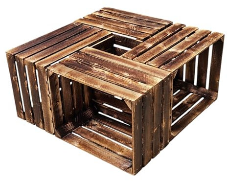Alte geflammte Obstkisten/Holzkisten/Weinkisten -Ideal zum Möbelbau oder zur Aufbewahrung- Sehr massiv und stabil verarbeitet (9er Set)