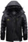 KEFITEVD Skijacke Herren Wasserdicht Atmungsaktiv Snowboardjacke Winter Warm Ski Jacke Herrenjacke Gefüttert Winterparka Snowboard Fleece Jacke mit Kapuze Schwarz-grau L