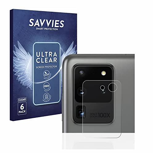 Savvies 6 Stück Schutzfolie für Samsung Galaxy S20 Ultra (NUR Kameraschutz) Displayschutz-Folie Ultra-Transparent