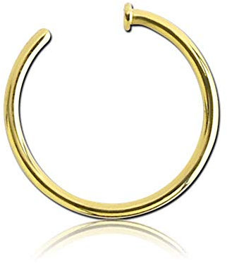 Jewel Barrel Open Nose Ring Hoop – 20G (0.8mm) Surgical Steel Nose Stud Piercing Jewellery – Small Thin Septum, Nostril, Helix & Cartilage Hoop – 6mm 8mm 10mm (Gold, 6)