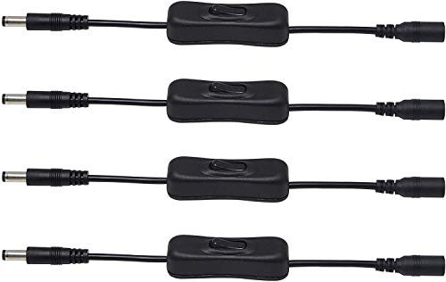PNGKNYOCN Câble de rallonge DC 5,5 x 2,5 mm Câble d'interrupteur Marche/arrêt à Courant continu/Courant continu de la Prise à la Prise, pour caméra de Surveillance LED CCTV (Pack de 4)