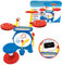 Lexibook, Batteria elettronica per bambini, gioco musicale, suono realistico della batteria, tastiera a 8 tasti, presa MP3, seggiolino incluso, blu/rosso, K610