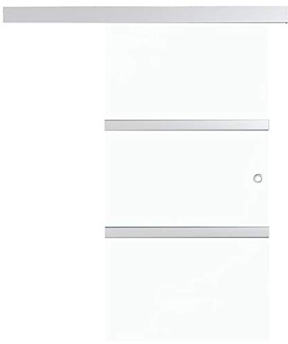 Tidyard Porte coulissante en verre ESG et aluminium argenté avec rail, portes d'intérieur économiques, portes coulissantes d'intérieur, kit porte coulissante